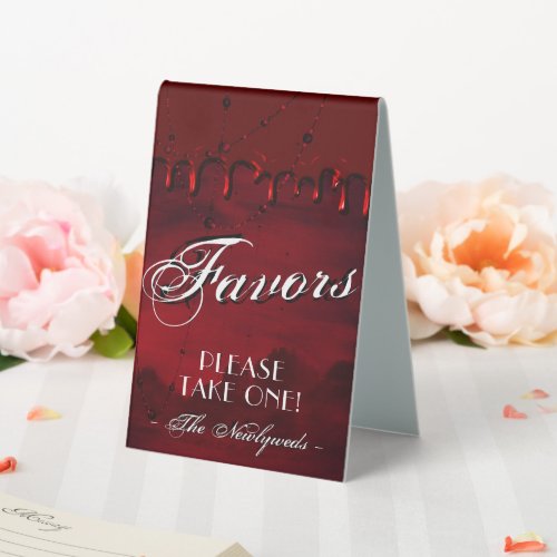 Gothic Luxe  Black and Red Please Take a Favor Table Tent Sign