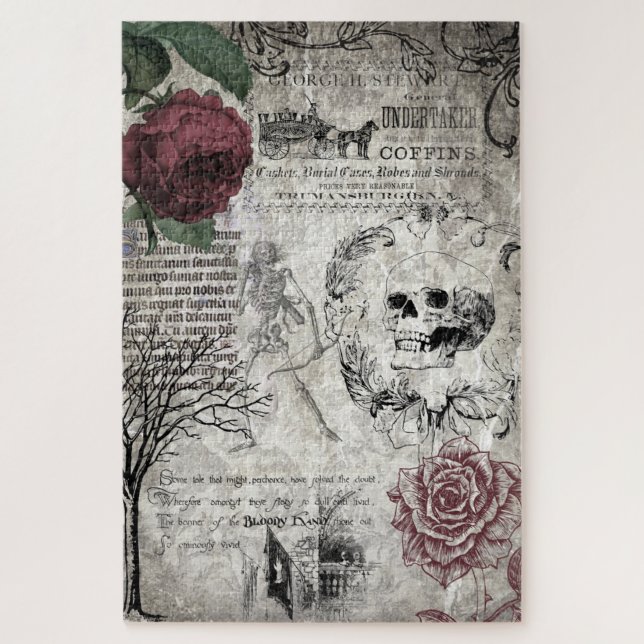 Gothic Macaber Victorian Skull & Death Ephemera Jigsaw Puzzle (Vertical)