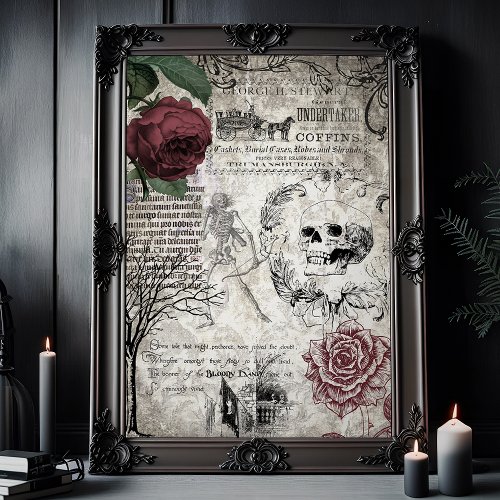 Gothic Macabre Victorian Skull  Death Ephemera Tissue Paper