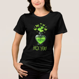 Gothic Magic Potion Bottle Hex You Green Witchcraf Tri-Blend Shirt