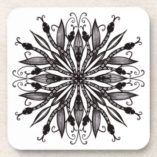 Gothic Mandala Leaves And Snakes Beverage Coaster