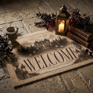 Gothic Manor Welcome Halloween Fiber Doormat