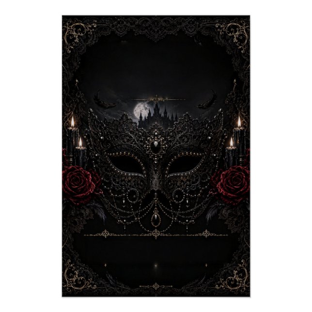 Gothic Masquerade Castle Rose Poster (Front)