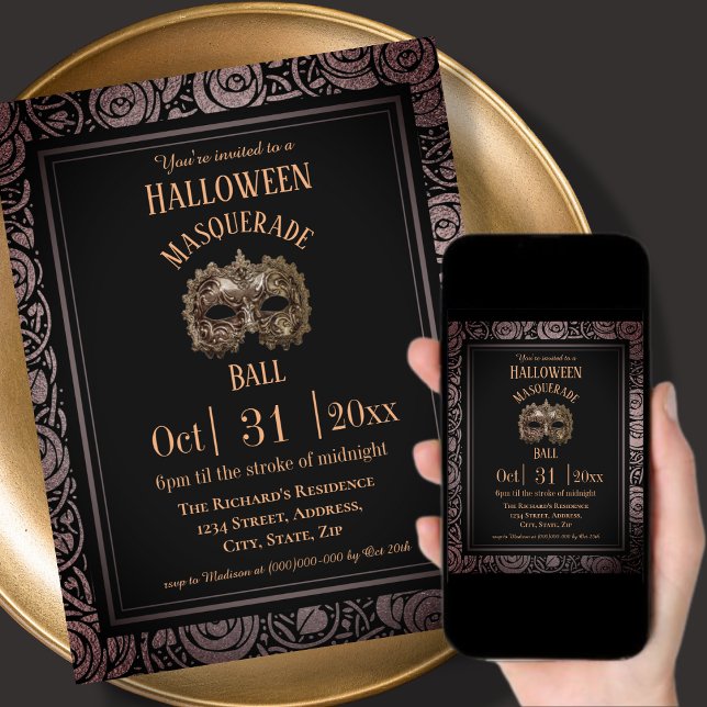 Gothic Masquerade Halloween Party Invitation (Creator Uploaded)