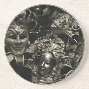 Gothic Masquerade Masks Black and White Coaster
