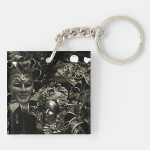 Gothic Masquerade Masks Black and White Keychain