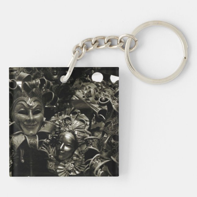 Gothic Masquerade Masks Black and White Keychain (Back)