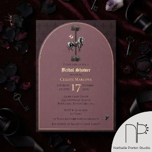 Gothic Mauve Carousel Horse Bridal Shower Foil Invitation