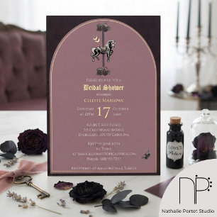 Gothic Mauve Carousel Horse Bridal Shower Foil Invitation