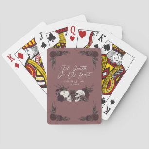 Gothic Mauve Pink Floral Skull Poker Cards