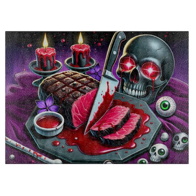 Gothic Meat Art for the Fearless Feast Cutting Board (Front)