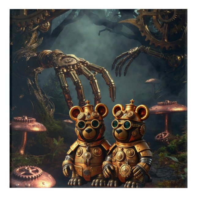 Gothic Mechanical Dark Forest Steampunk Gummy Bear Acrylic Print (Front)