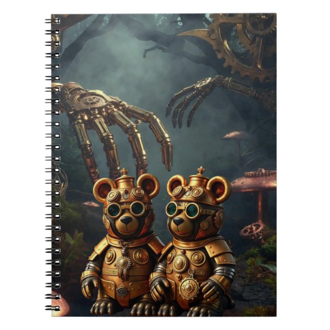 Gothic Mechanical Dark Forest Steampunk Gummy Bear Notebook (Front)