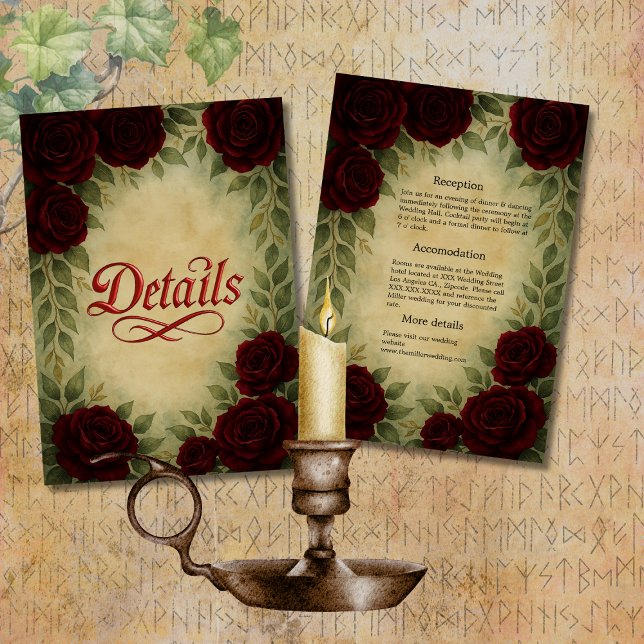 Gothic medieval antique vintage rose wedding enclosure card (Creator Uploaded)