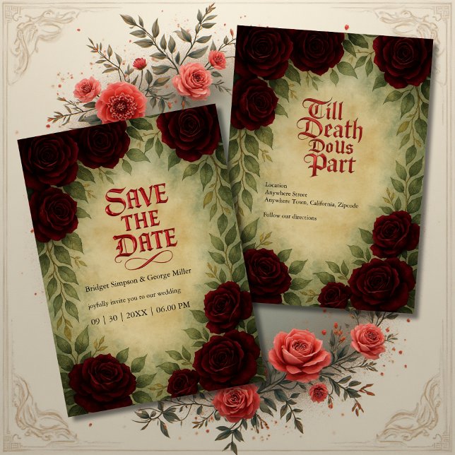 Gothic Medieval Antique Vintage Rose wedding Invitation (Creator Uploaded)