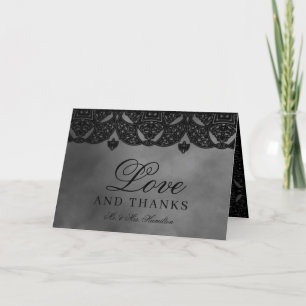 Gothic Medieval Black Ornate Moody Grey Wedding Th Letterpress Thank You Card