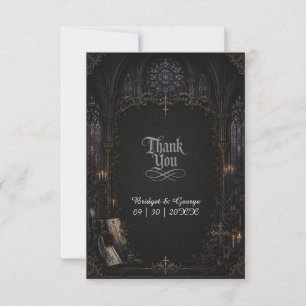 Gothic medieval Cathedral Church Cross Wedding Thank You Card
