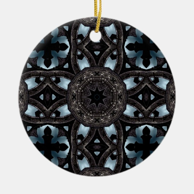 Gothic medieval crosses and medallions ceramic ornament (Front)