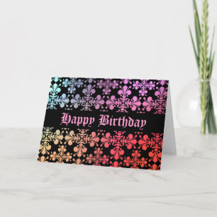 Gothic medieval Fleur de Lis colorful pattern Card
