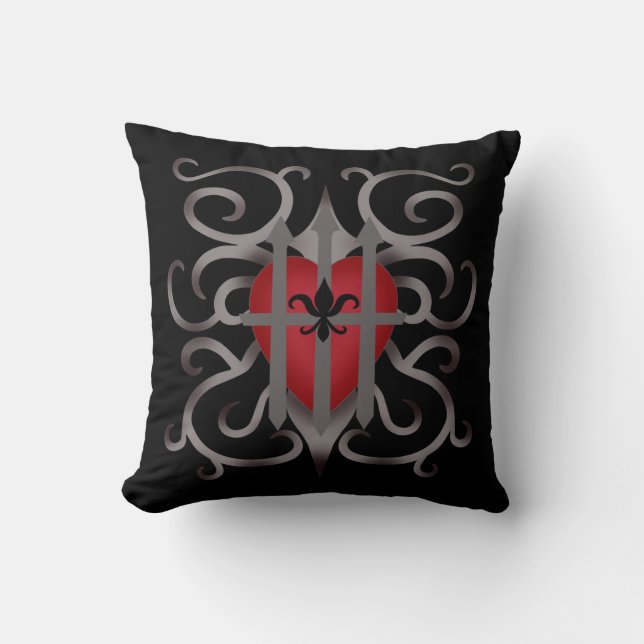 Gothic medieval heart romantic Valentines day Throw Pillow (Front)