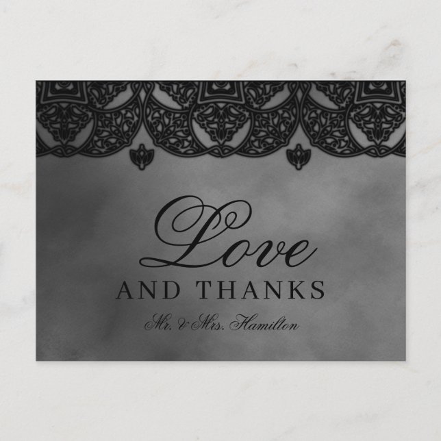 Gothic Medieval Ornate Lace Wedding Thank You Postcard (Front)