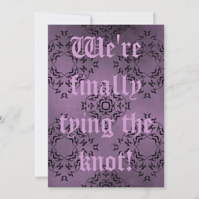 Gothic medieval purple wedding invitation (Front)