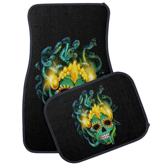 Gothic Medusa Sugar Skull Car Floor Mat (Set)
