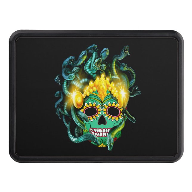 Gothic Medusa Sugar Skull Hitch Cover (Front)