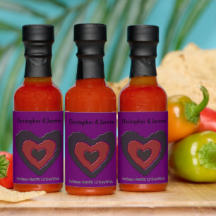 Gothic Melting Love Heart Custom Wedding Hot Sauces