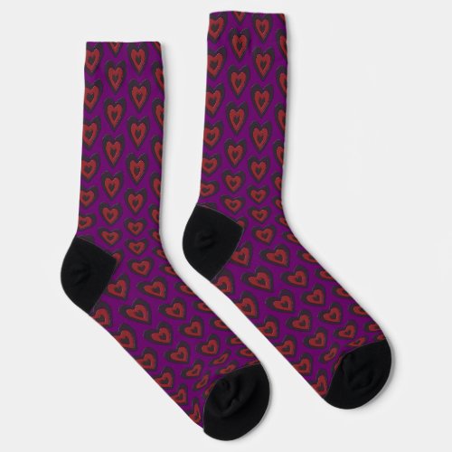 Gothic Melting Love Heart Patterned Socks