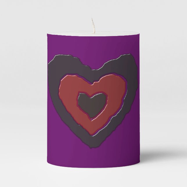 Gothic Melting Love Heart Pillar Candle (Front)