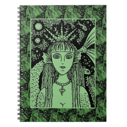 GOTHIC MERMAID BLACK SEA SIREN FANTASY WHIMSY NOTEBOOK