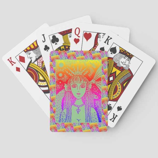 GOTHIC MERMAID, BLACK SEA SIREN FANTASY WHIMSY POKER CARDS (Back)