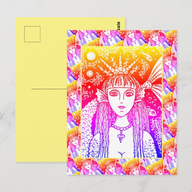 GOTHIC MERMAID, BLACK SEA SIREN FANTASY WHIMSY POS POSTCARD (Front/Back)