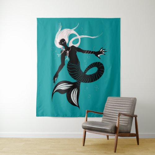 Gothic Mermaid Dark Fantasy Magic Sea Creature Tapestry