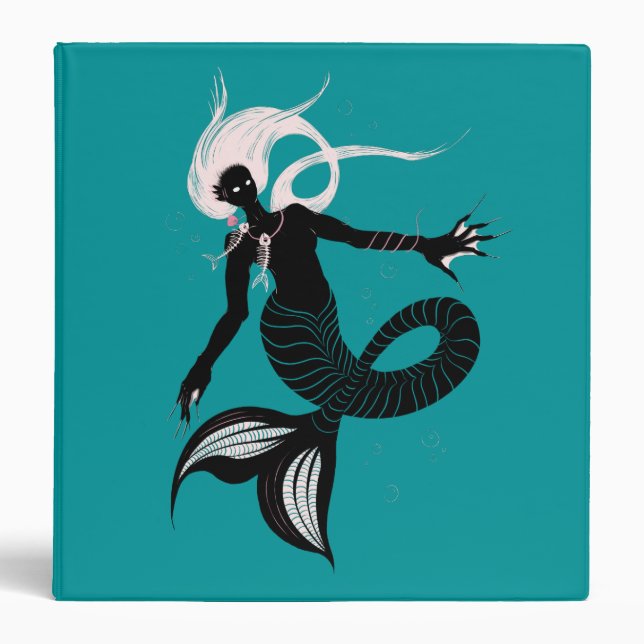 Gothic Mermaid Dark Fantasy Sea Creature 3 Ring Binder (Front)