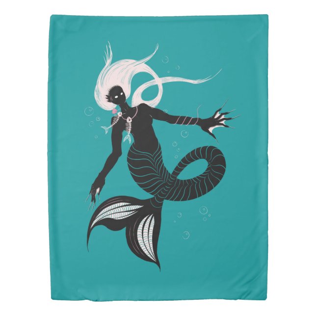 Gothic Mermaid Dark Fantasy Sea Creature Duvet Cover (Front)