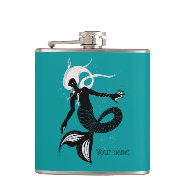 Gothic Mermaid Dark Fantasy Sea Creature Flask (Front)