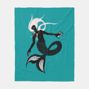 Gothic Mermaid Dark Fantasy Sea Creature Fleece Blanket by borianag at Zazzle