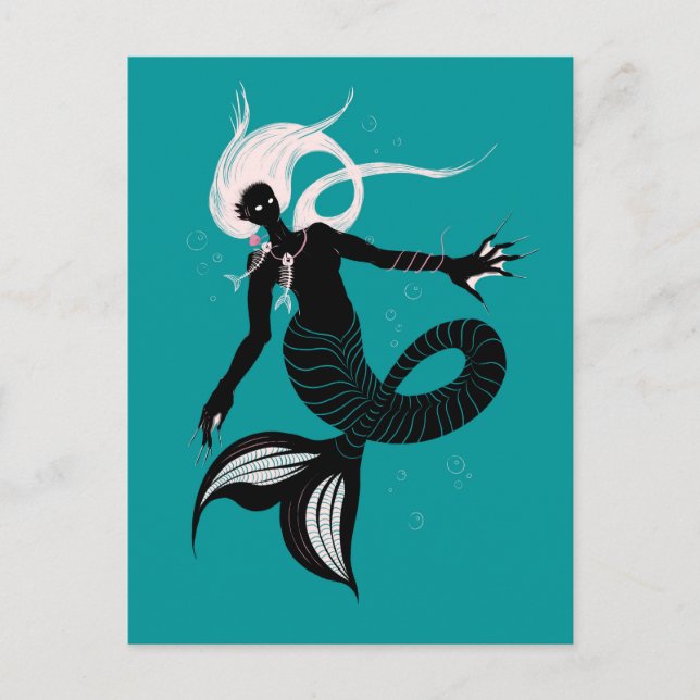 Gothic Mermaid Dark Fantasy Sea Creature Postcard (Front)