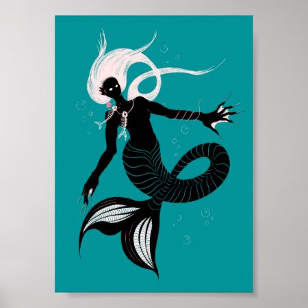 Gothic Mermaid Dark Fantasy Sea Creature Poster