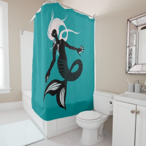 Gothic Mermaid Dark Fantasy Sea Creature Shower Curtain