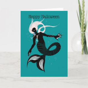 Gothic Mermaid Dark Sea Creature Halloween Card