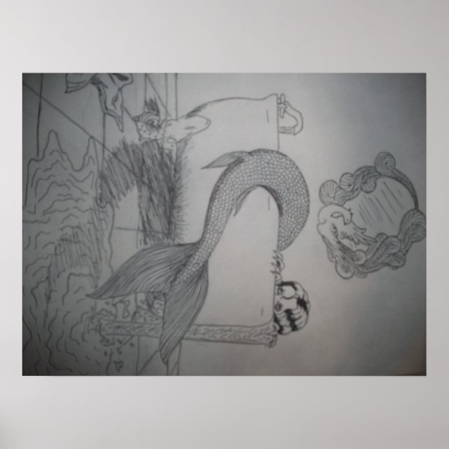 Gothic Mermaid in Bathtub Poster (Front)