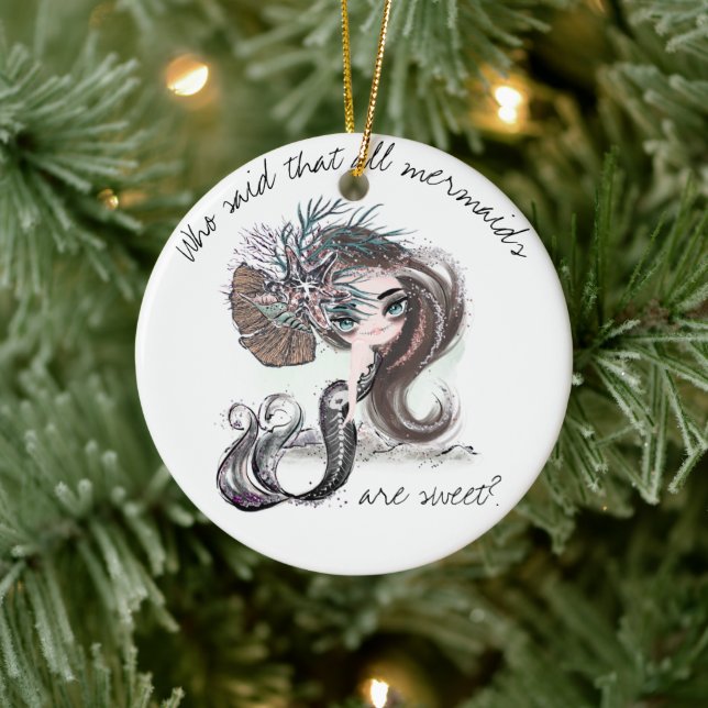 Gothic Mermaid | Not All Mermaids Are Sweet Ceramic Ornament (Tree)