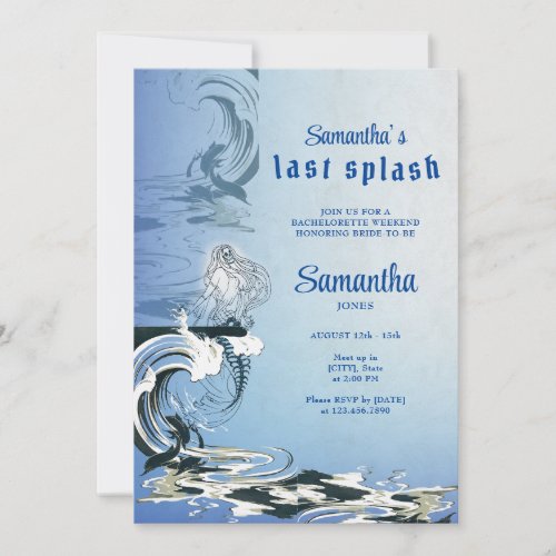 Gothic Mermaid Skeleton Last Splash Bachelorette Invitation