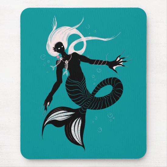 Gothic Mermaid With Fishbone Necklace Dark Art Mouse Pad