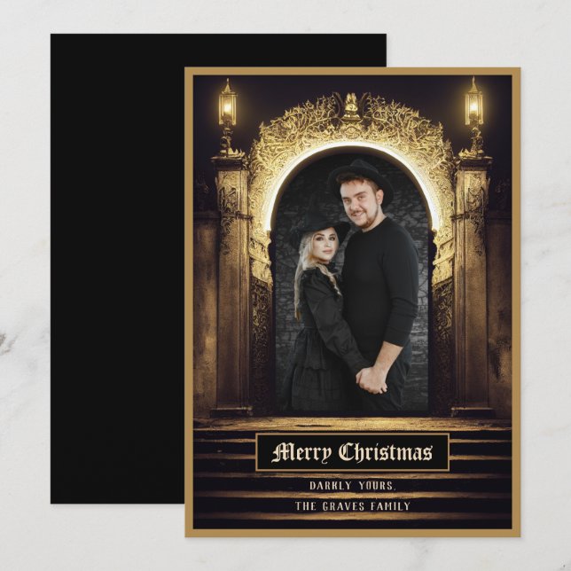 Gothic Merry Christmas Holiday Card (Front/Back)