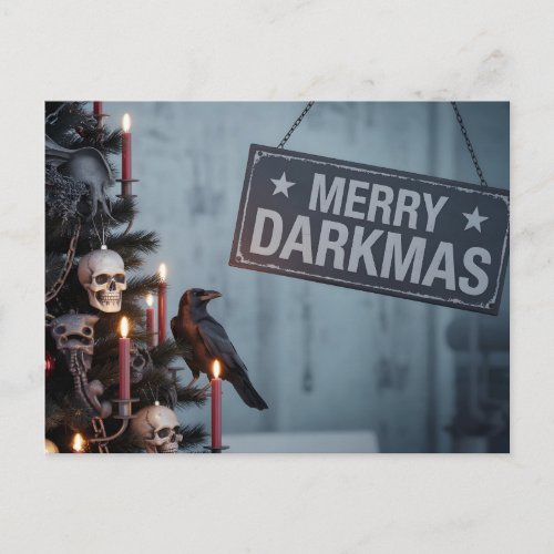Gothic "Merry Darkmas" Horror Christmas Tree Postcard