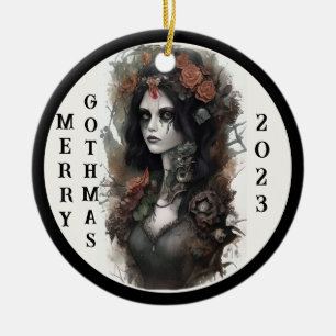 Gothic Merry Gothmas 2023 Ceramic Ornament
